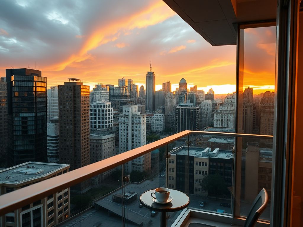 Vista del skyline de Buenos Aires desde un balcón